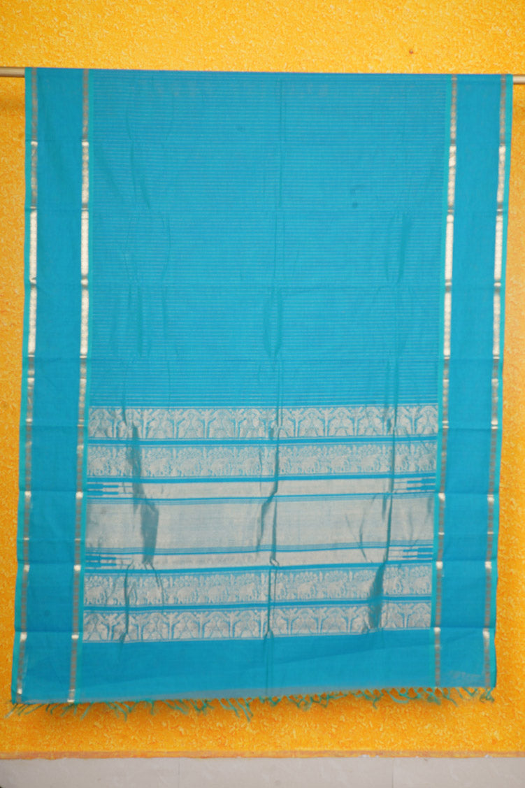 Pure Handloom Ananda Blue Rich Cotton Saree