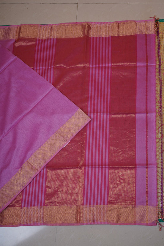 Baby Pink Maheswari Handloom Silk Cotton Saree