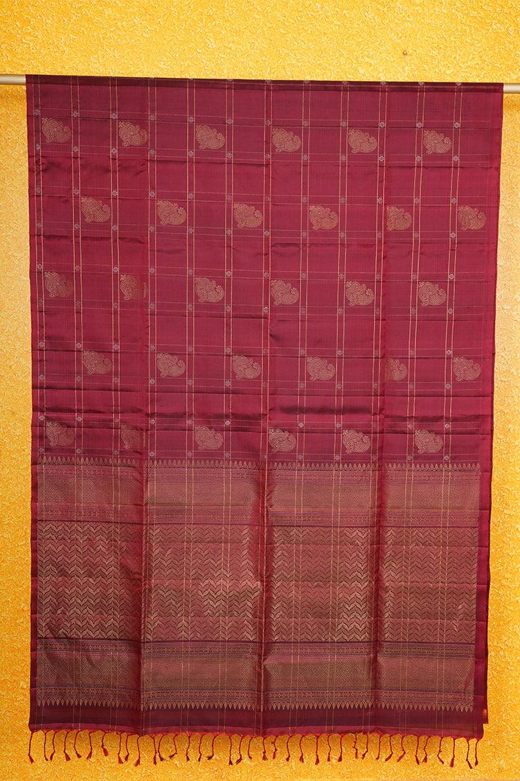 Maroon Pure Light Weight Kanchipuram Silk Saree