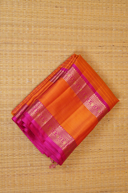 Dual Tone Orange Light Weight Kanchipuram Silk Saree