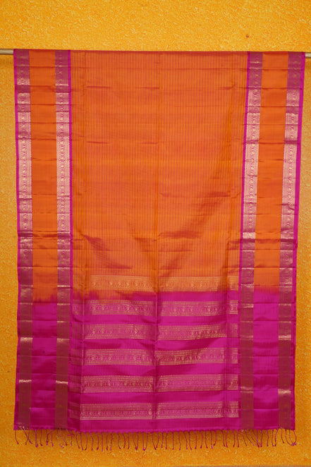 Dual Tone Orange Light Weight Kanchipuram Silk Saree