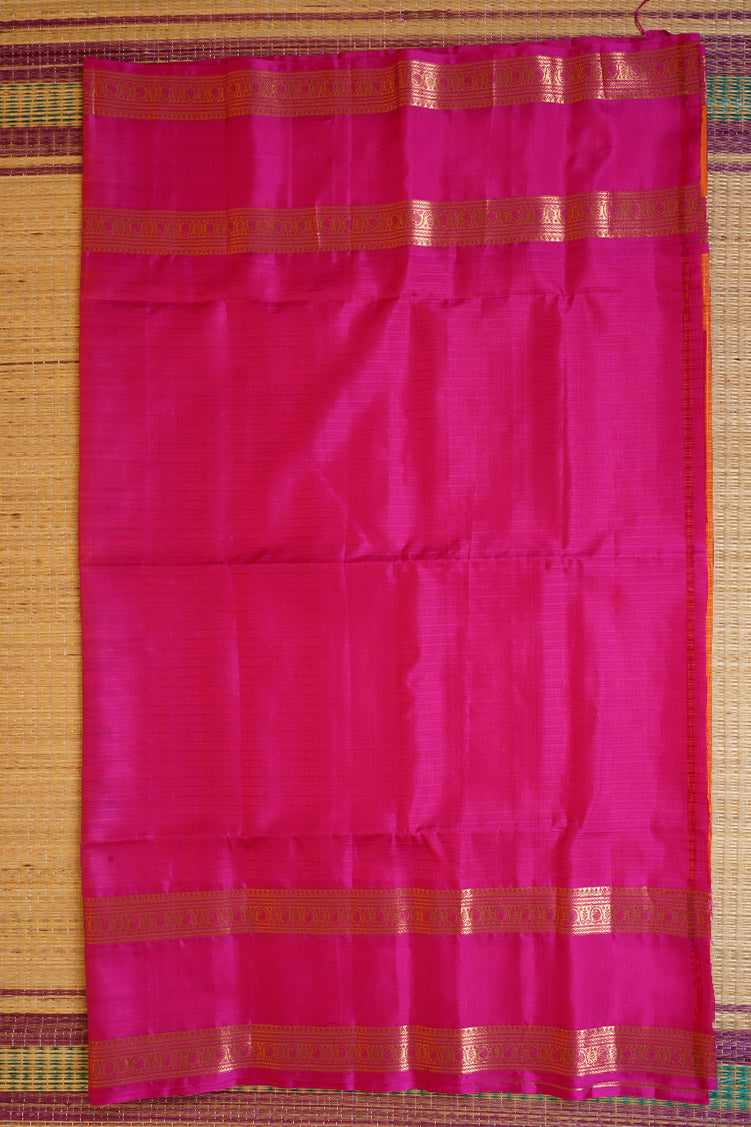 Dual Tone Orange Light Weight Kanchipuram Silk Saree
