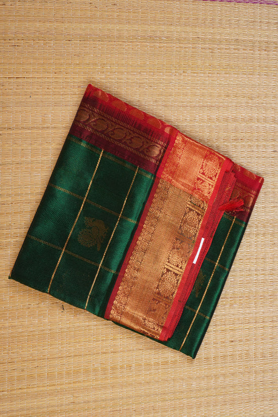 Dark Green Elegant Silk Cotton