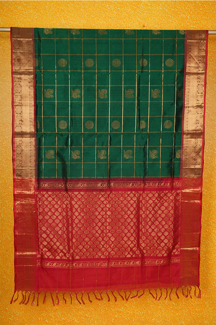 Dark Green Elegant Silk Cotton