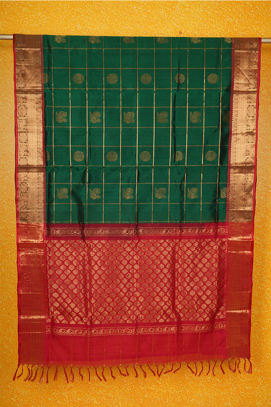 Dark Green Elegant Silk Cotton
