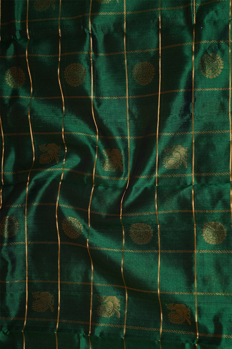 Dark Green Elegant Silk Cotton