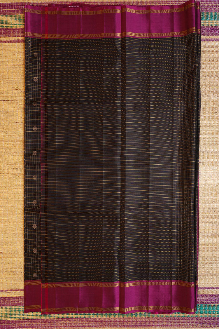 Black Light Weight Kanchipuram Silk Saree