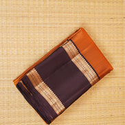 Pure Light Weight Kanchipuram Silk Saree/ Mustard With Coffee Brown Borders
