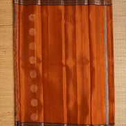 Pure Light Weight Kanchipuram Silk Saree/ Mustard With Coffee Brown Borders