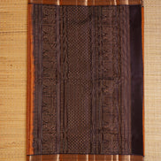 Pure Light Weight Kanchipuram Silk Saree/ Mustard With Coffee Brown Borders