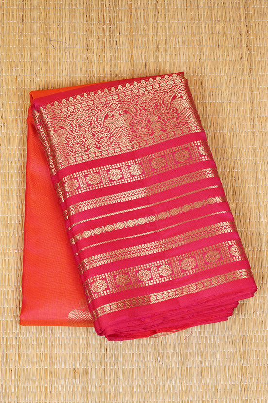 Orange Dual‑tone Lightweight Kanchipuram Silks