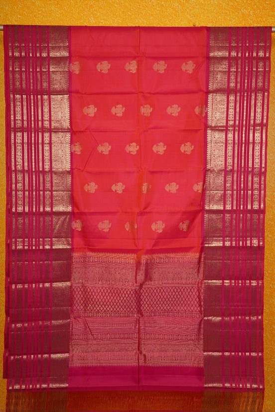 Orange Dual‑tone Lightweight Kanchipuram Silks
