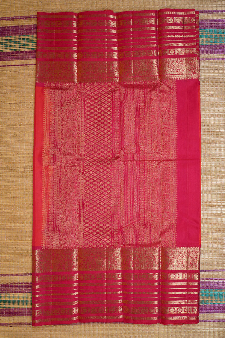 Orange Dual‑tone Lightweight Kanchipuram Silks