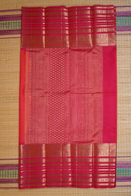 Orange Dual‑tone Lightweight Kanchipuram Silks