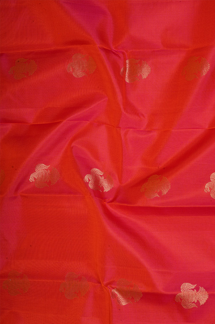 Orange Dual‑tone Lightweight Kanchipuram Silks