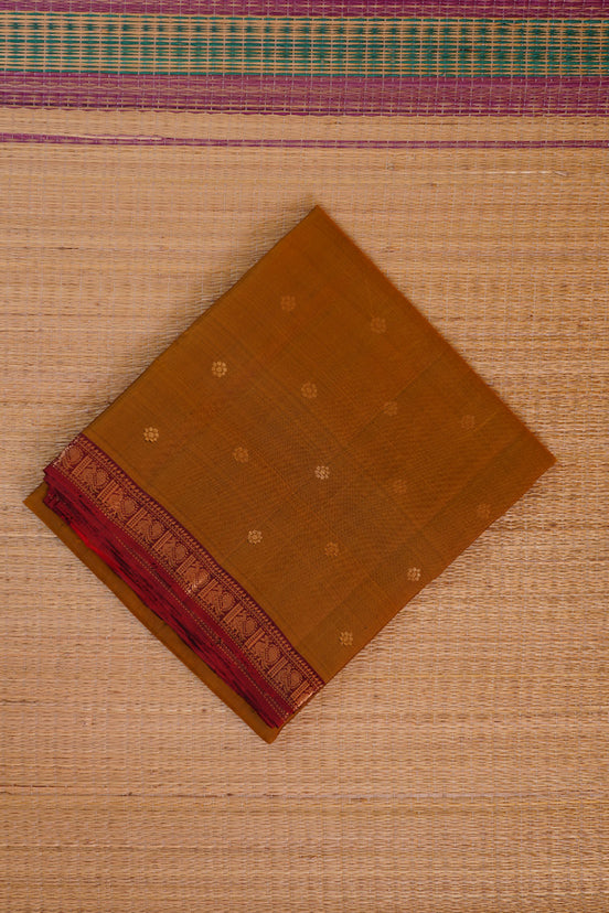 Mustard Soft Silk Saree with Maroon Borders