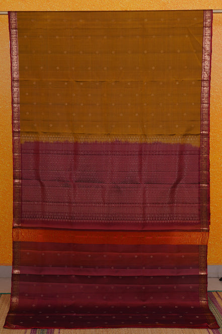 Mustard Soft Silk Saree with Maroon Borders