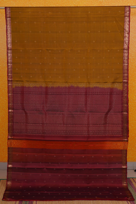 Mustard Soft Silk Saree with Maroon Borders