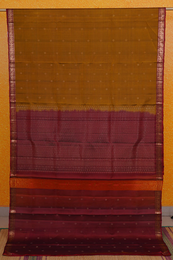Mustard Soft Silk Saree with Maroon Borders