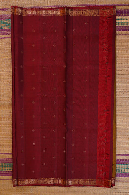 Mustard Soft Silk Saree with Maroon Borders