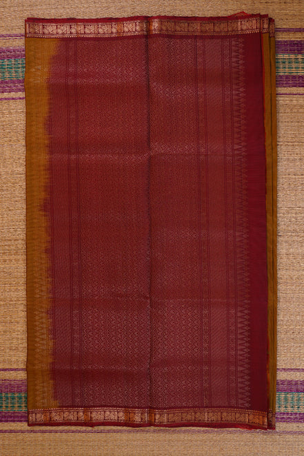 Mustard Soft Silk Saree with Maroon Borders