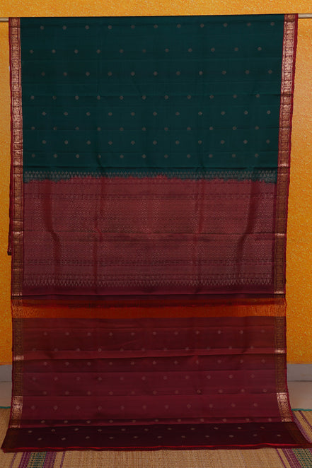 Green Soft Silk Saree with Red Borders
