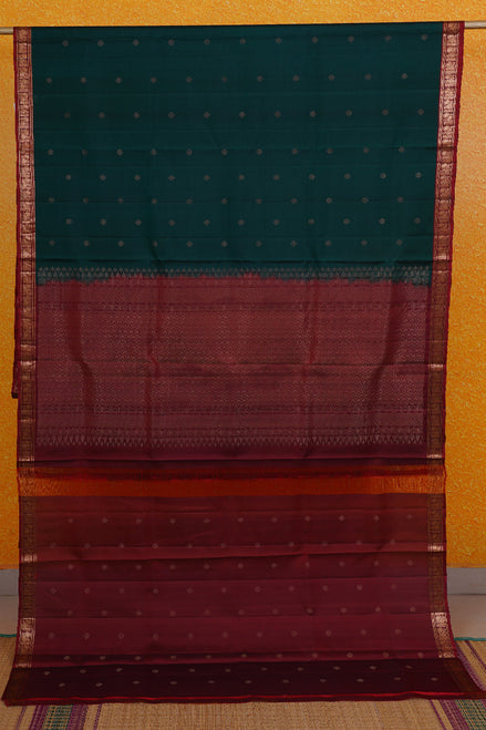 Green Soft Silk Saree with Red Borders