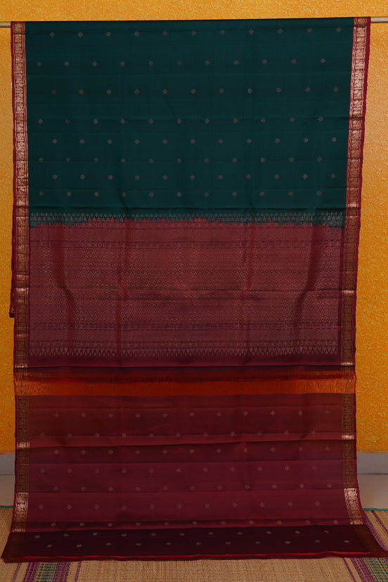 Green Soft Silk Saree with Red Borders