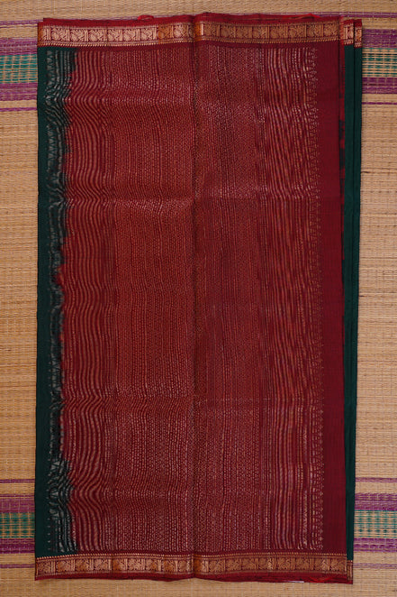 Green Soft Silk Saree with Red Borders