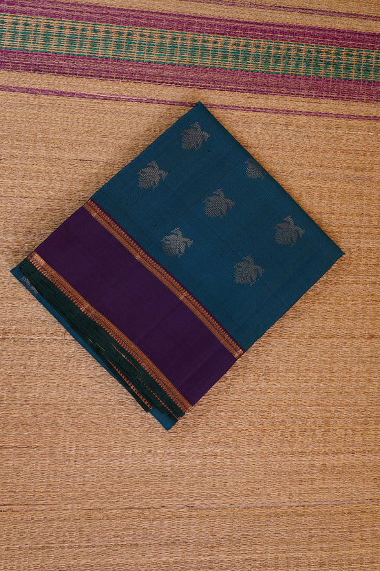 Ananda Blue Soft Silk Saree with Rettaipettu Borders