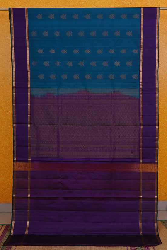 Ananda Blue Soft Silk Saree with Rettaipettu Borders