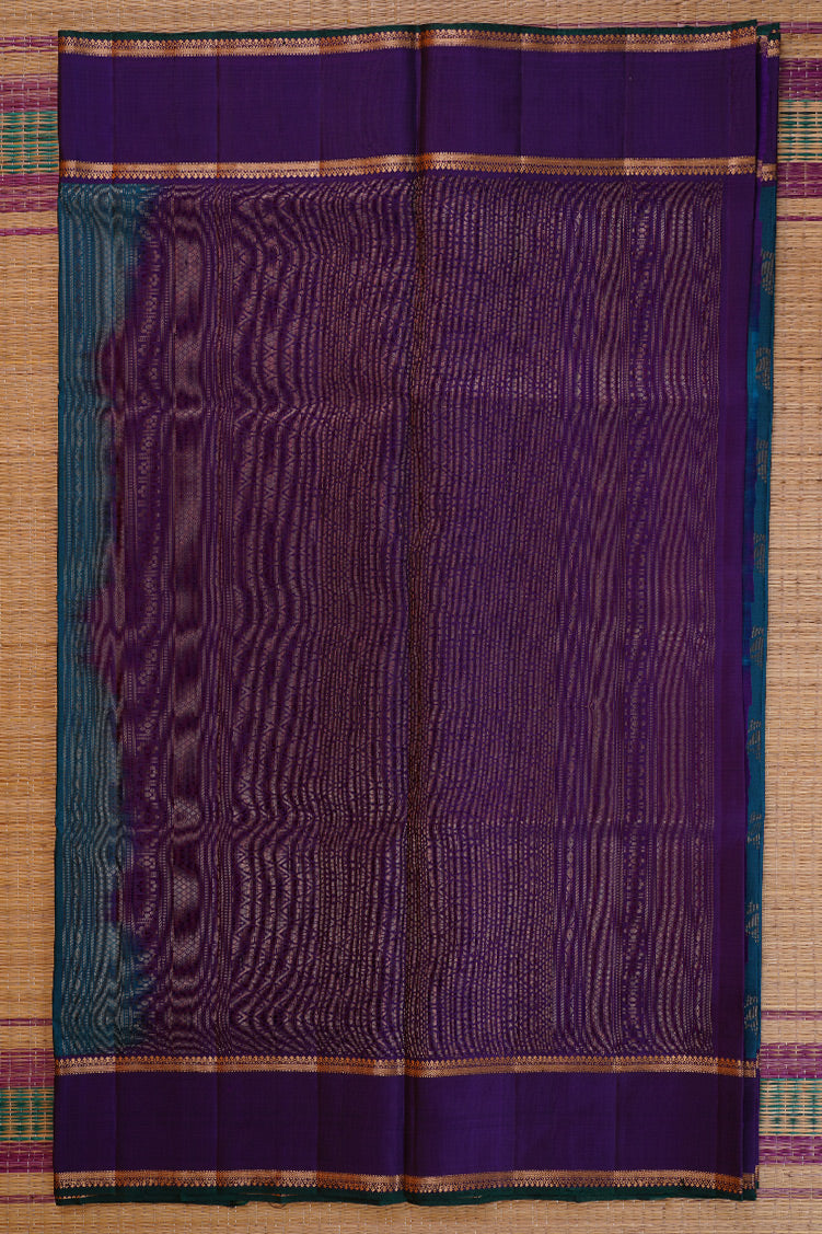Ananda Blue Soft Silk Saree with Rettaipettu Borders