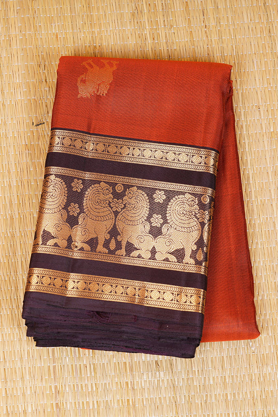 Orange Light Weight Kanchipuram Silk Saree