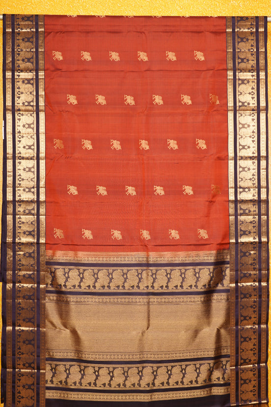Orange Light Weight Kanchipuram Silk Saree