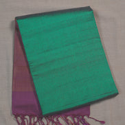 Peacock Green Soft Silk Sarees With Purple Borders - Em