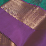 Peacock Green Soft Silk Sarees With Purple Borders - Em
