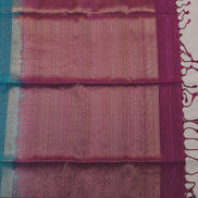 Peacock Green Soft Silk Sarees With Purple Borders - Em