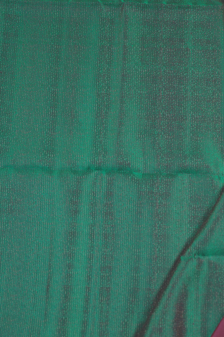 Peacock Green Soft Silk Sarees With Purple Borders - Em