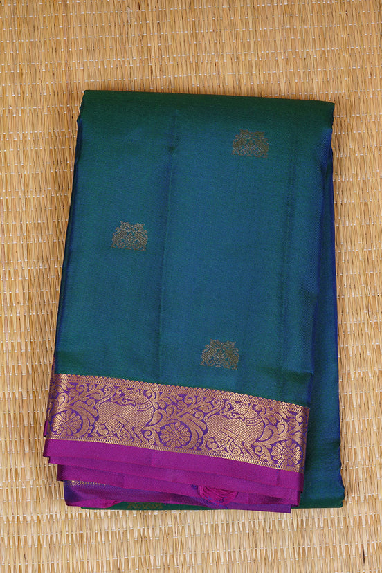 Peacock Blue Light Weight Kanchipuram Silks