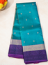 Peacock Blue Softsilk Saree With Zari & Thread Borders