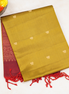 Mustard Light Weight Kanchipuram Silk Sarees With Red Borders
