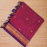 Maroon Checked Mercerized Silk Cotton Saree
