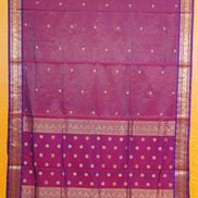 Maroon Checked Mercerized Silk Cotton Saree