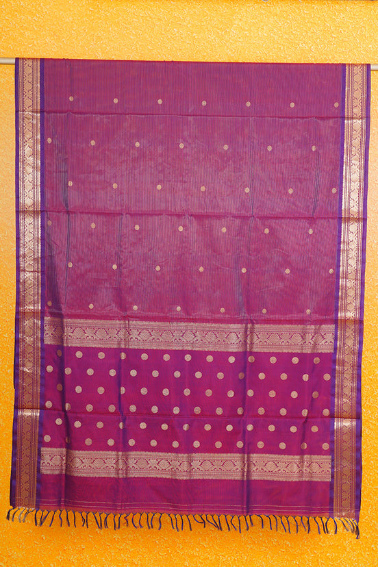Maroon Checked Mercerized Silk Cotton Saree