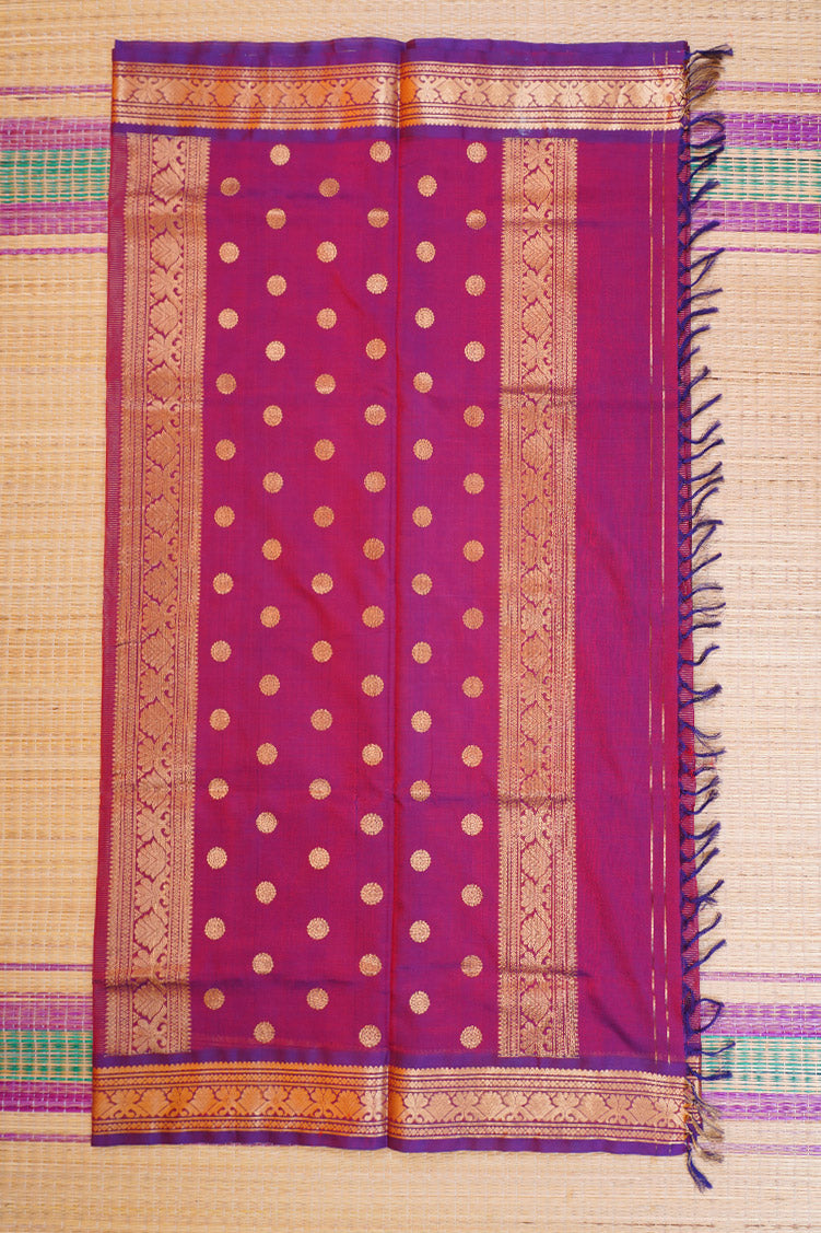 Maroon Checked Mercerized Silk Cotton Saree