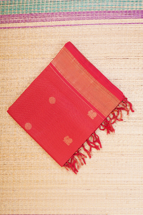 Chilli Red Mercerized Silk Cotton Saree