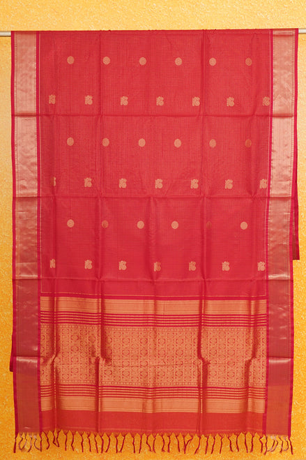 Chilli Red Mercerized Silk Cotton Saree