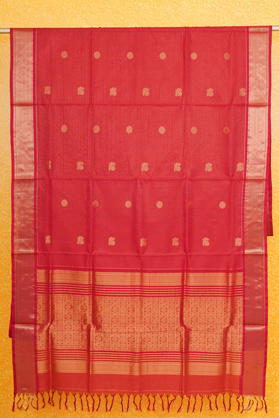Chilli Red Mercerized Silk Cotton Saree