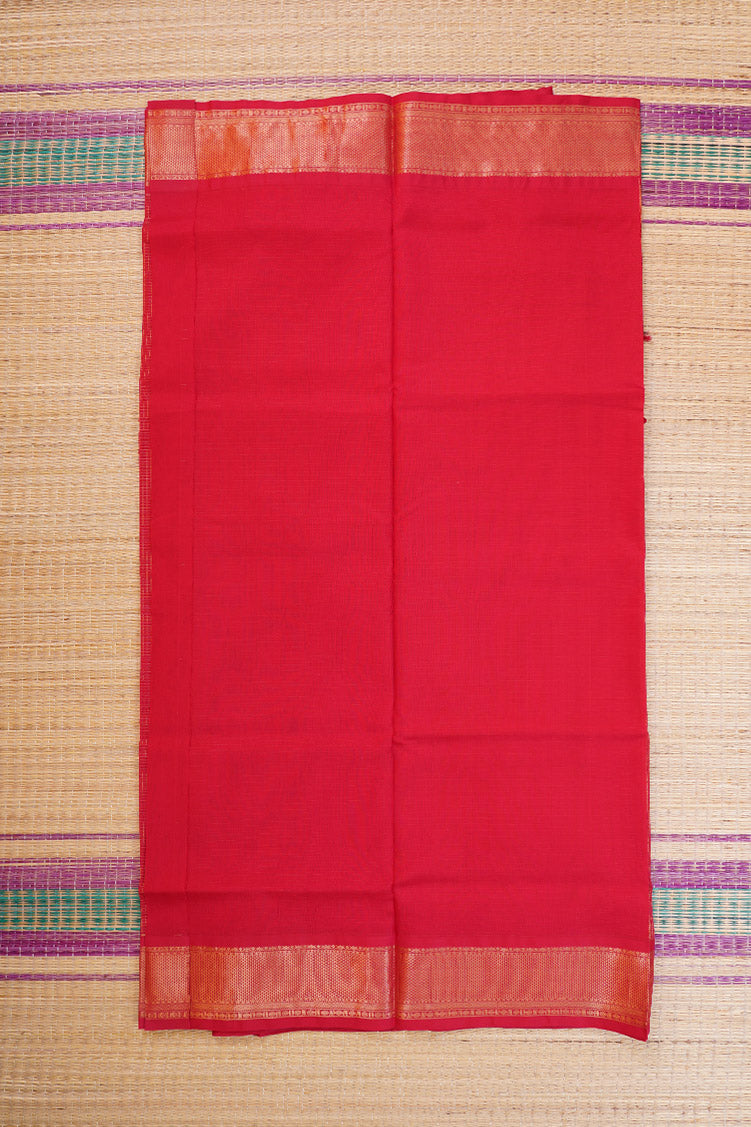 Chilli Red Mercerized Silk Cotton Saree