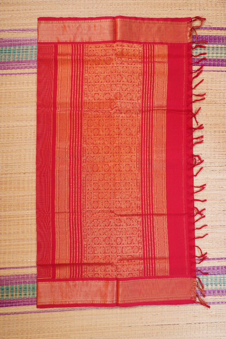 Chilli Red Mercerized Silk Cotton Saree
